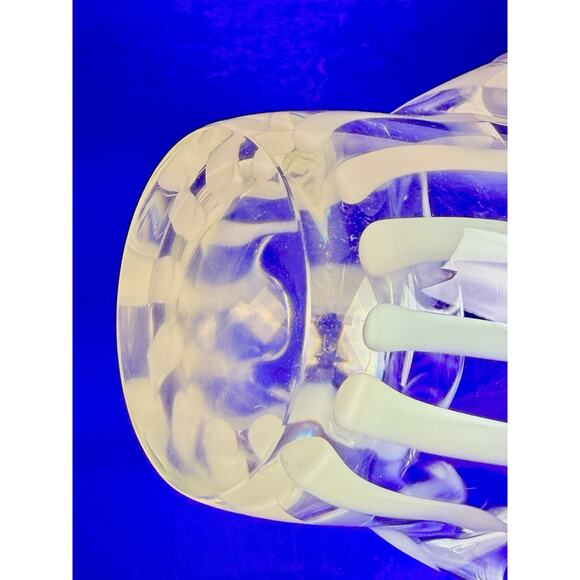 Handkerchief Vase Murano Style Art Glass Ruffled Bowl Hand Blown 4.5” W/ Stripes - Picture 6 of 9